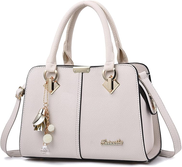 Luxury Leather Handbag with Charm Pendant ā Elegant Shoulder & Tote Bag for Women