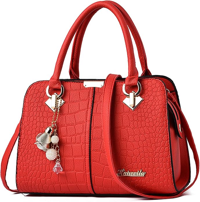 Luxury Leather Handbag with Charm Pendant ā Elegant Shoulder & Tote Bag for Women