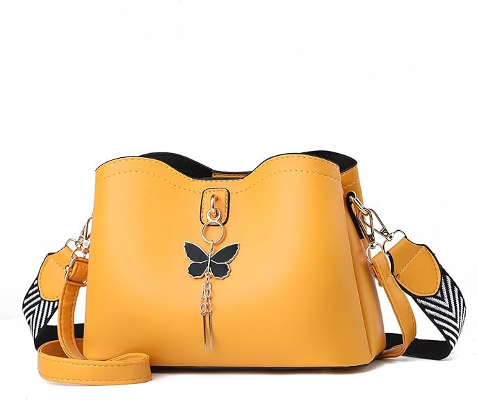 Elegant Butterfly Charm Crossbody Bag – Premium PU Leather Shoulder Purse