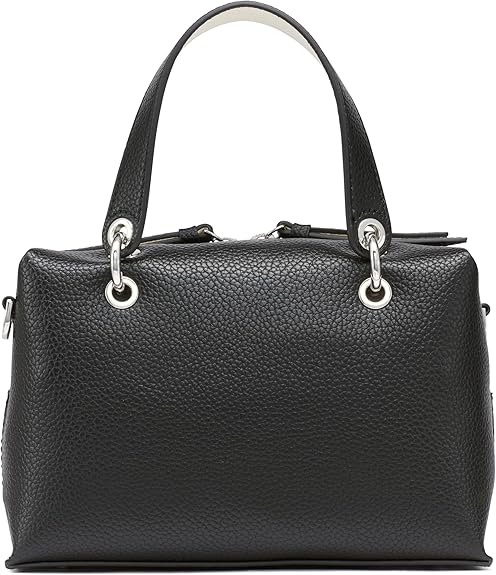 Calvin Klein Black Pebbled Leather Satchel Handbag with Crossbody Strap & Mini Pouch