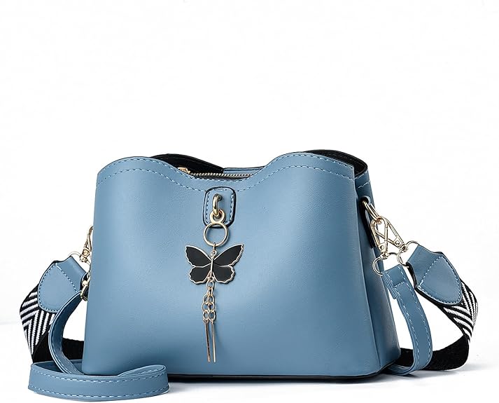 Elegant Butterfly Charm Crossbody Bag – Premium PU Leather Shoulder Purse