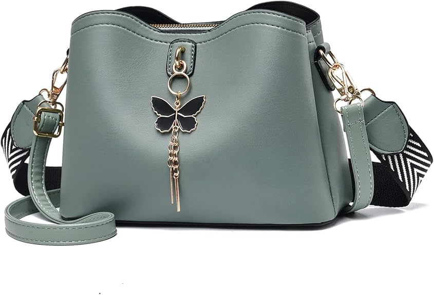 Elegant Butterfly Charm Crossbody Bag – Premium PU Leather Shoulder Purse