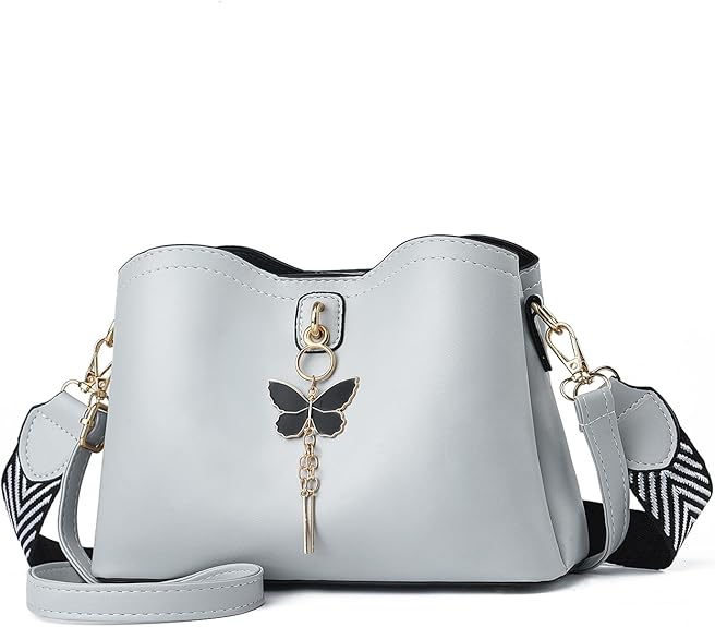 Elegant Butterfly Charm Crossbody Bag – Premium PU Leather Shoulder Purse