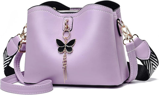 Elegant Butterfly Charm Crossbody Bag – Premium PU Leather Shoulder Purse