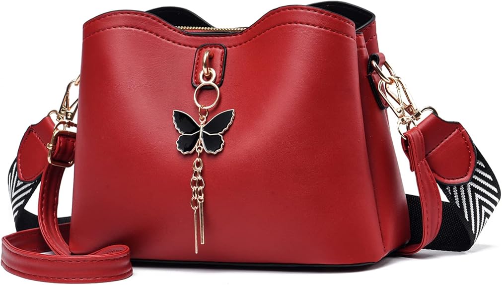 Elegant Butterfly Charm Crossbody Bag – Premium PU Leather Shoulder Purse