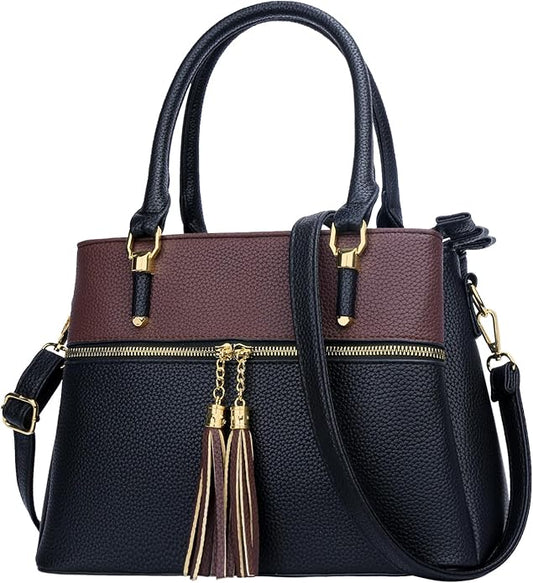 Elegant PU Leather Handbag with Tassel Charm – Stylish Shoulder & Tote Bag for Women