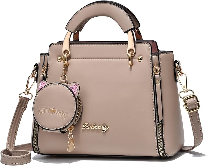 Cute Cat Charm Handbag – Luxury PU Leather Tote with Shoulder Strap