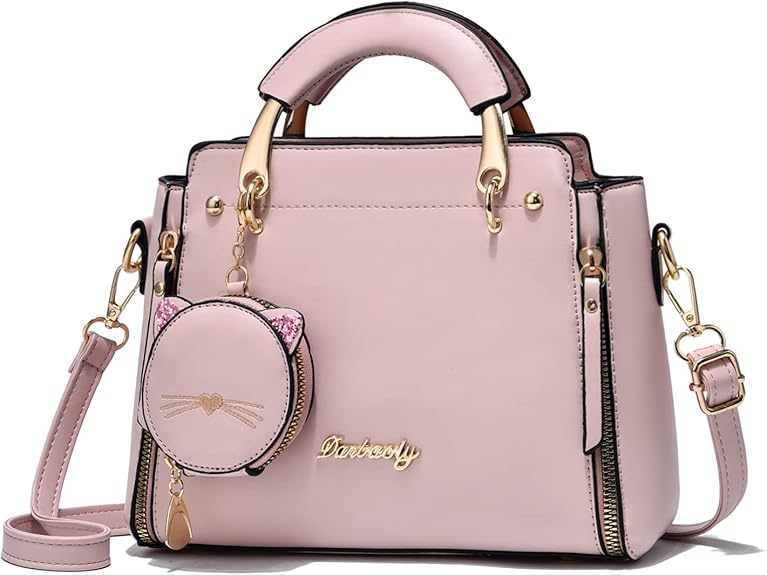 Cute Cat Charm Handbag – Luxury PU Leather Tote with Shoulder Strap