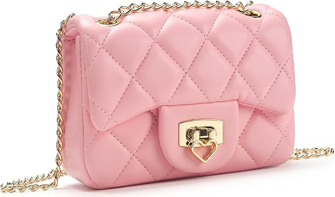 Luxury Quilted Crossbody Bag with Heart Lock & Chain Strap – Mini Shoulder Bag for Women