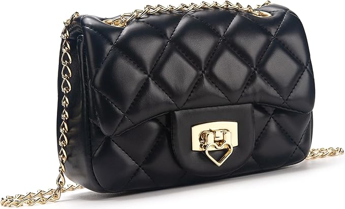 Luxury Quilted Crossbody Bag with Heart Lock & Chain Strap – Mini Shoulder Bag for Women