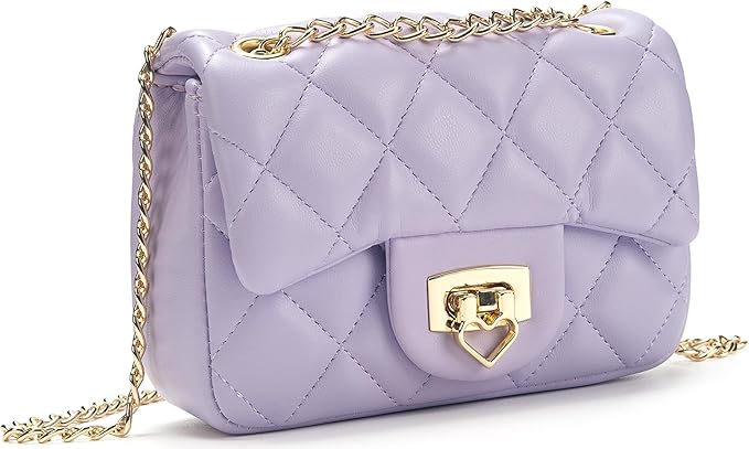 Luxury Quilted Crossbody Bag with Heart Lock & Chain Strap – Mini Shoulder Bag for Women