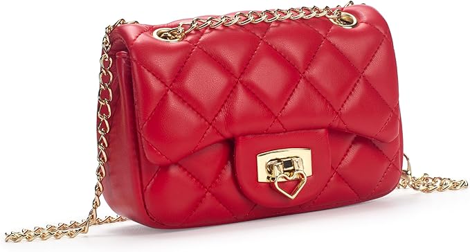 Luxury Quilted Crossbody Bag with Heart Lock & Chain Strap – Mini Shoulder Bag for Women