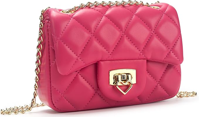 Luxury Quilted Crossbody Bag with Heart Lock & Chain Strap – Mini Shoulder Bag for Women