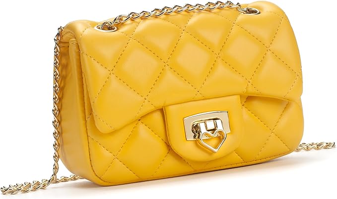 Luxury Quilted Crossbody Bag with Heart Lock & Chain Strap – Mini Shoulder Bag for Women