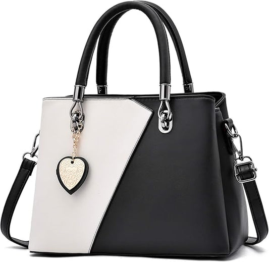 Elegant Women’s Handbag – Stylish Leather Tote with Heart Charm & Shoulder Strap