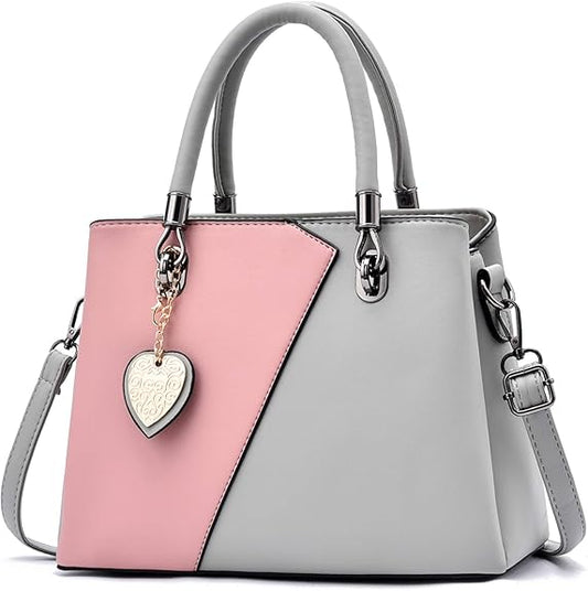 Elegant Women’s Handbag – Stylish Leather Tote with Heart Charm & Shoulder Strap