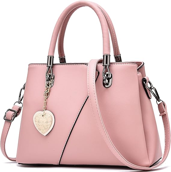 Elegant Women’s Handbag – Stylish Leather Tote with Heart Charm & Shoulder Strap