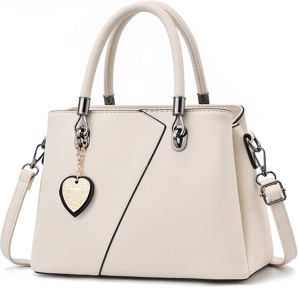 Elegant Women’s Handbag – Stylish Leather Tote with Heart Charm & Shoulder Strap