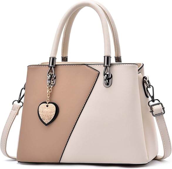 Elegant Women’s Handbag – Stylish Leather Tote with Heart Charm & Shoulder Strap