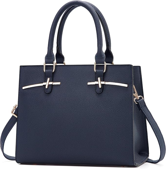 Elegant Leather Tote Handbag for Women – Classic Shoulder Bag with Gold Accents