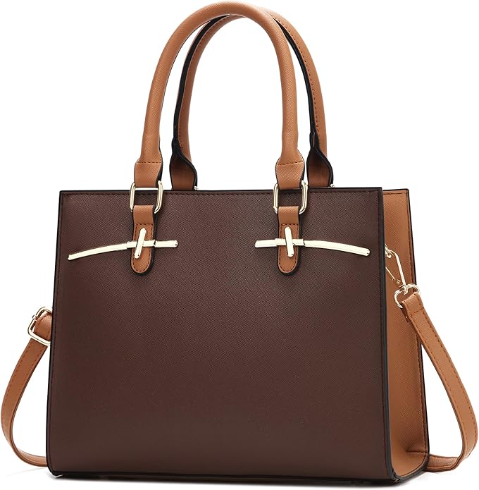Elegant Leather Tote Handbag for Women – Classic Shoulder Bag with Gold Accents