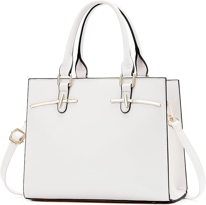 Elegant Leather Tote Handbag for Women – Classic Shoulder Bag with Gold Accents
