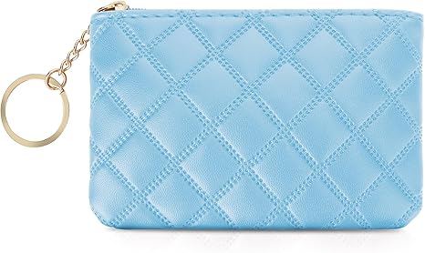Elegant Quilted Mini Pouch with Key Ring – Stylish & Compact Wallet