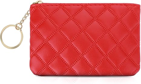 Elegant Quilted Mini Pouch with Key Ring ā Stylish & Compact Wallet