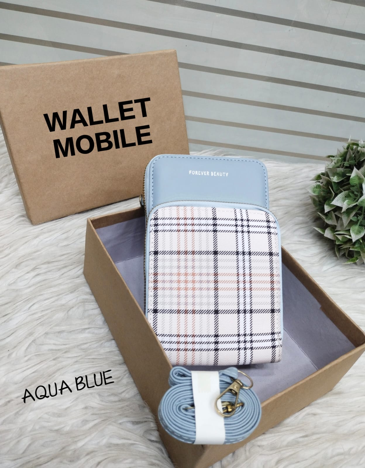 "Forever Beauty Premium Mobile Wallet Crossbody – Multi-Pocket Mini Bag with Long Strap"