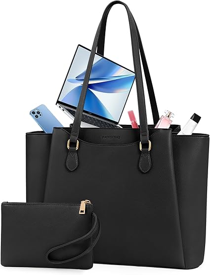 Elegant Leather Tote Bag Set with Mini Pouch – Stylish & Spacious Everyday Handbag