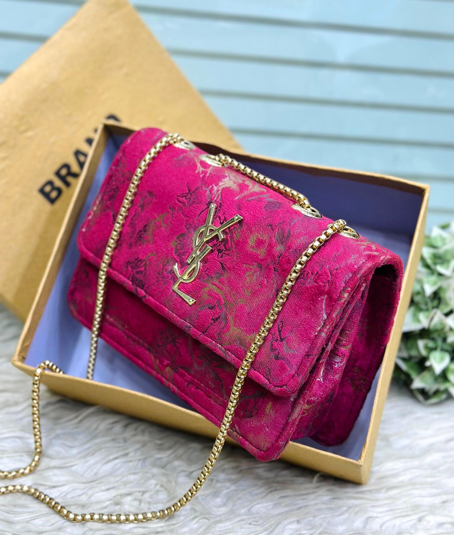 Luxury Floral Pattern Chain Shoulder Bag – Elegant Party & Casual Women’s Handbag