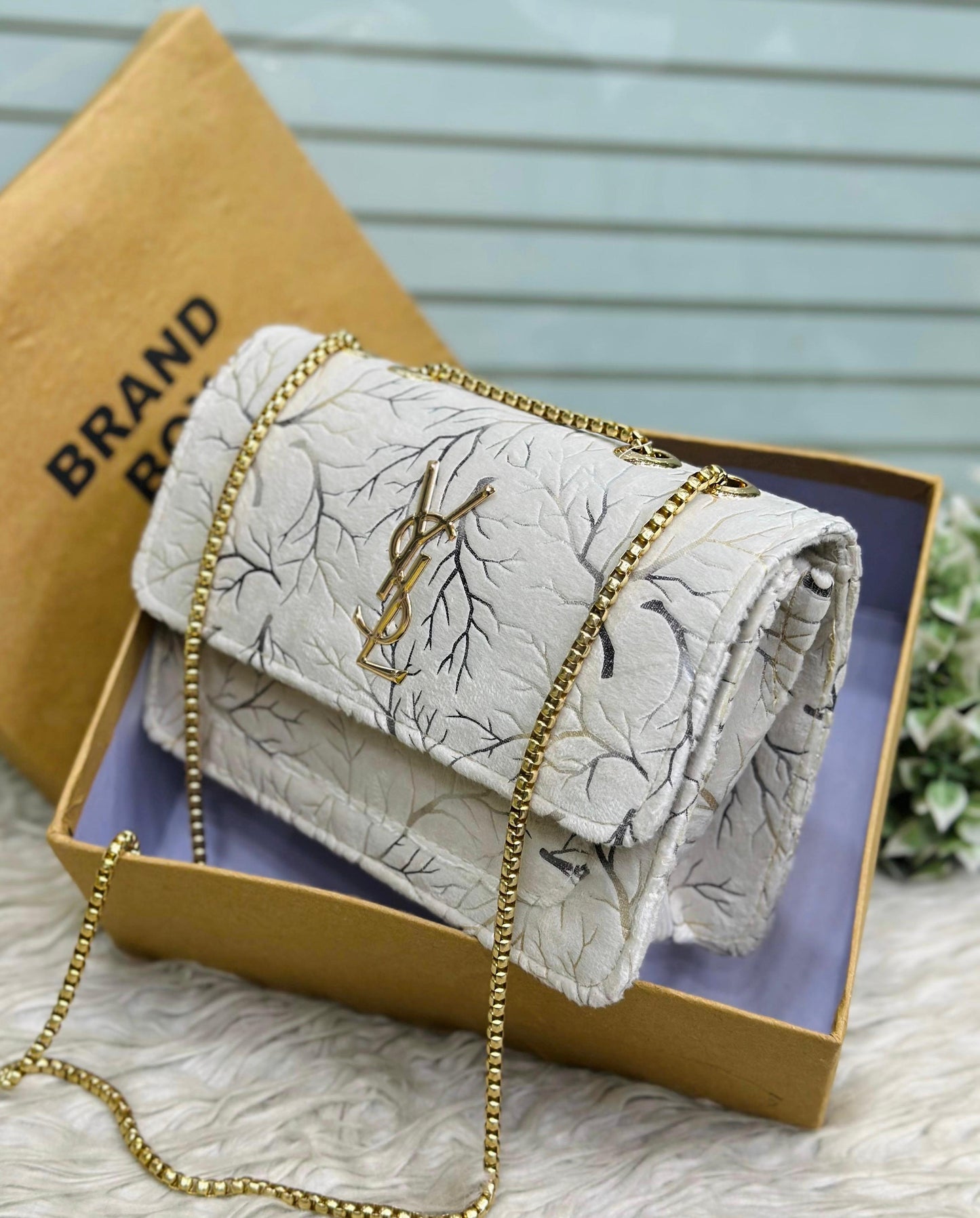 Luxury Floral Pattern Chain Shoulder Bag – Elegant Party & Casual Women’s Handbag