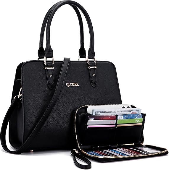 QIVUER Elegant Women’s Tote Handbag with Matching Wallet Set – Premium PU Leather Shoulder Bag
