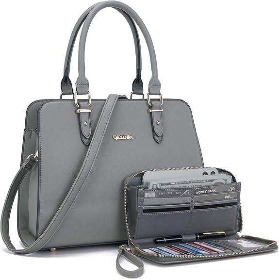 QIVUER Elegant Women’s Tote Handbag with Matching Wallet Set – Premium PU Leather Shoulder Bag
