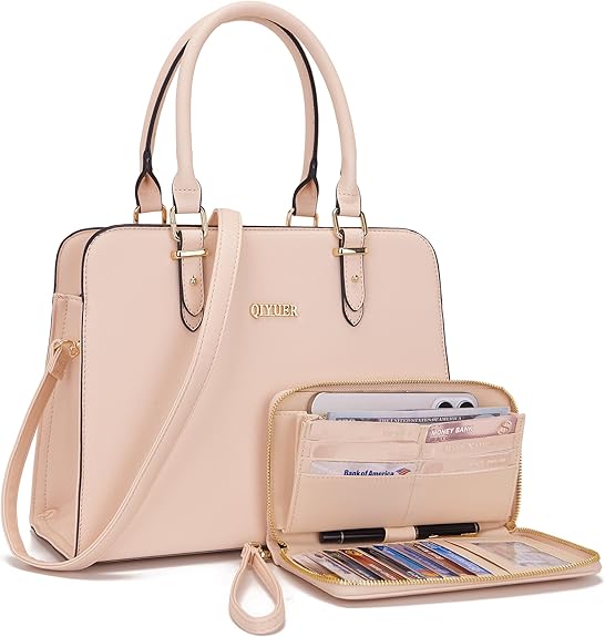 QIVUER Elegant Women’s Tote Handbag with Matching Wallet Set – Premium PU Leather Shoulder Bag