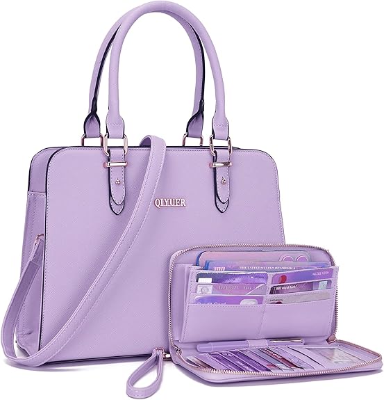 QIVUER Elegant Women’s Tote Handbag with Matching Wallet Set – Premium PU Leather Shoulder Bag