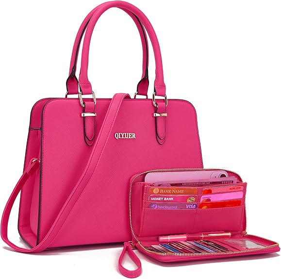 QIVUER Elegant Women’s Tote Handbag with Matching Wallet Set – Premium PU Leather Shoulder Bag
