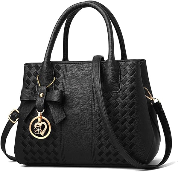 Elegant Bowknot Handbag – PU Leather Tote with Shoulder Strap & Charm Pendant