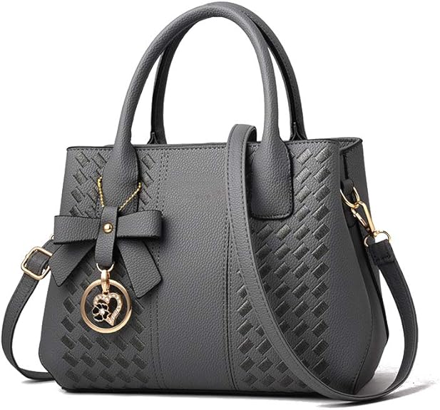 Elegant Bowknot Handbag – PU Leather Tote with Shoulder Strap & Charm Pendant