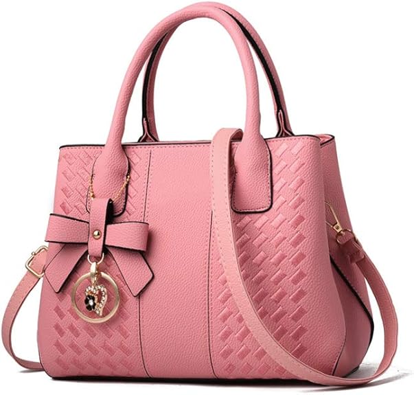 Elegant Bowknot Handbag – PU Leather Tote with Shoulder Strap & Charm Pendant